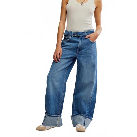 FREE PEOPLE Denim - NEW FREE PEOPLE east bay cuffed jean in med wash